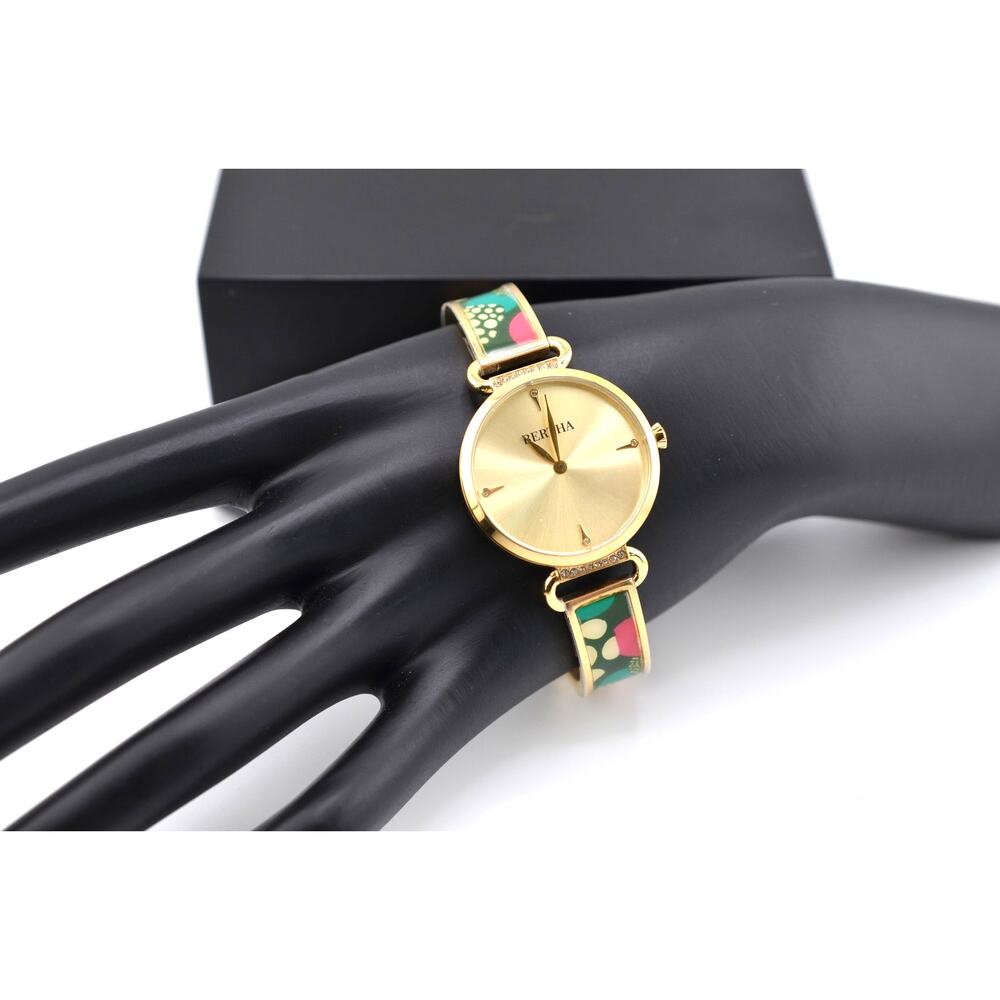 Bertha Katherine Enamel-Designed Bracelet Watch NIB with COA